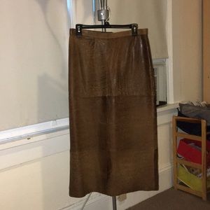 Vintage 80s Banana Republic Brown Leather Skirt